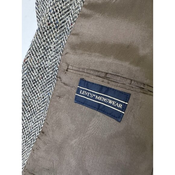 VINTAGE LEVIS Mens Tweed Blazer Sport Coat Casual Jacket Size 42R Wool Suit USA - Picture 5 of 10